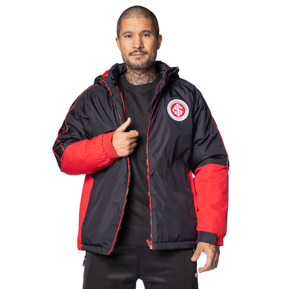 Jaqueta Parka Lotus Masculina Inter Brasão Preto/Vermelho