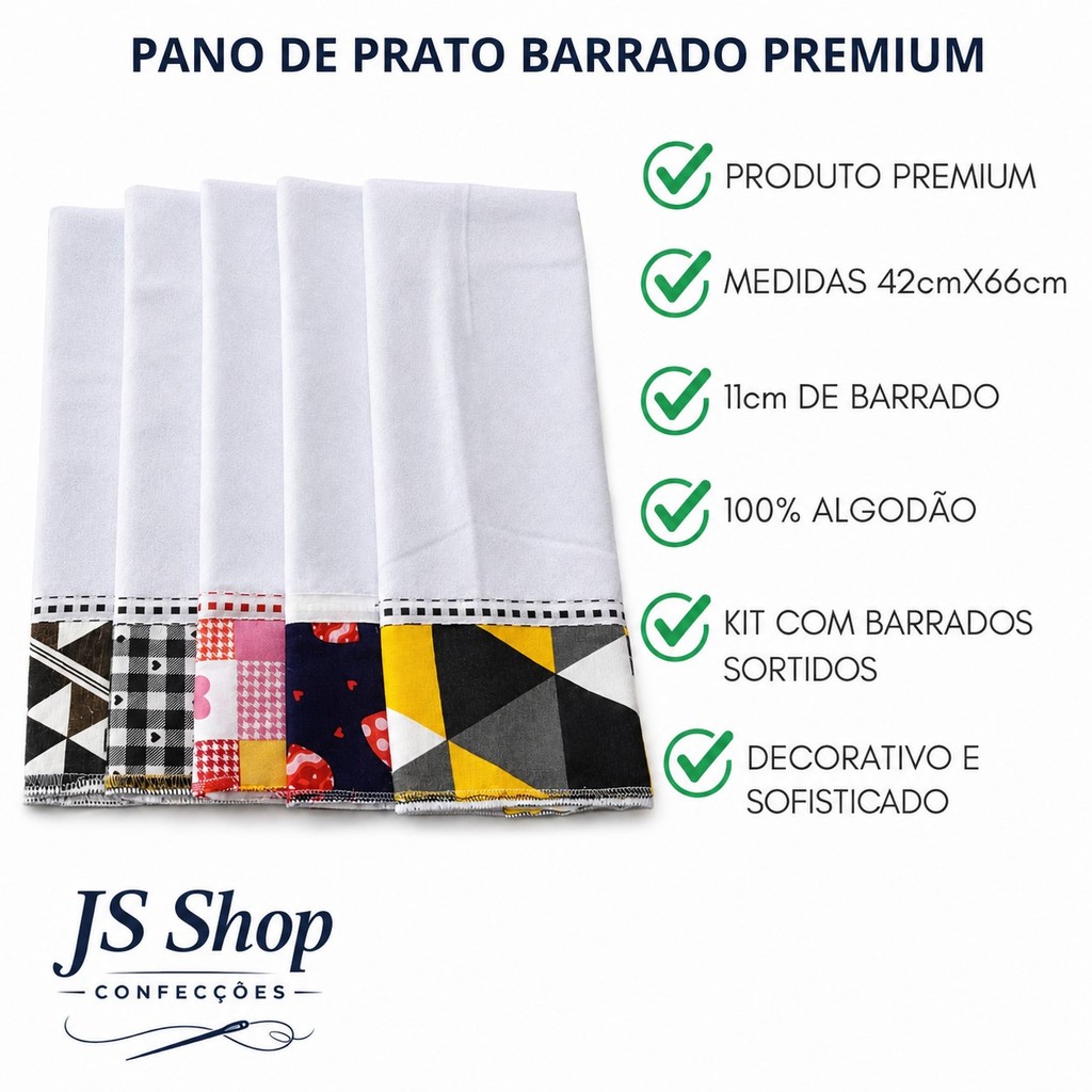 Pano de Prato Copa Barrado Atacado Pe de Galinha Estampas Sortidas 100 % Algodão