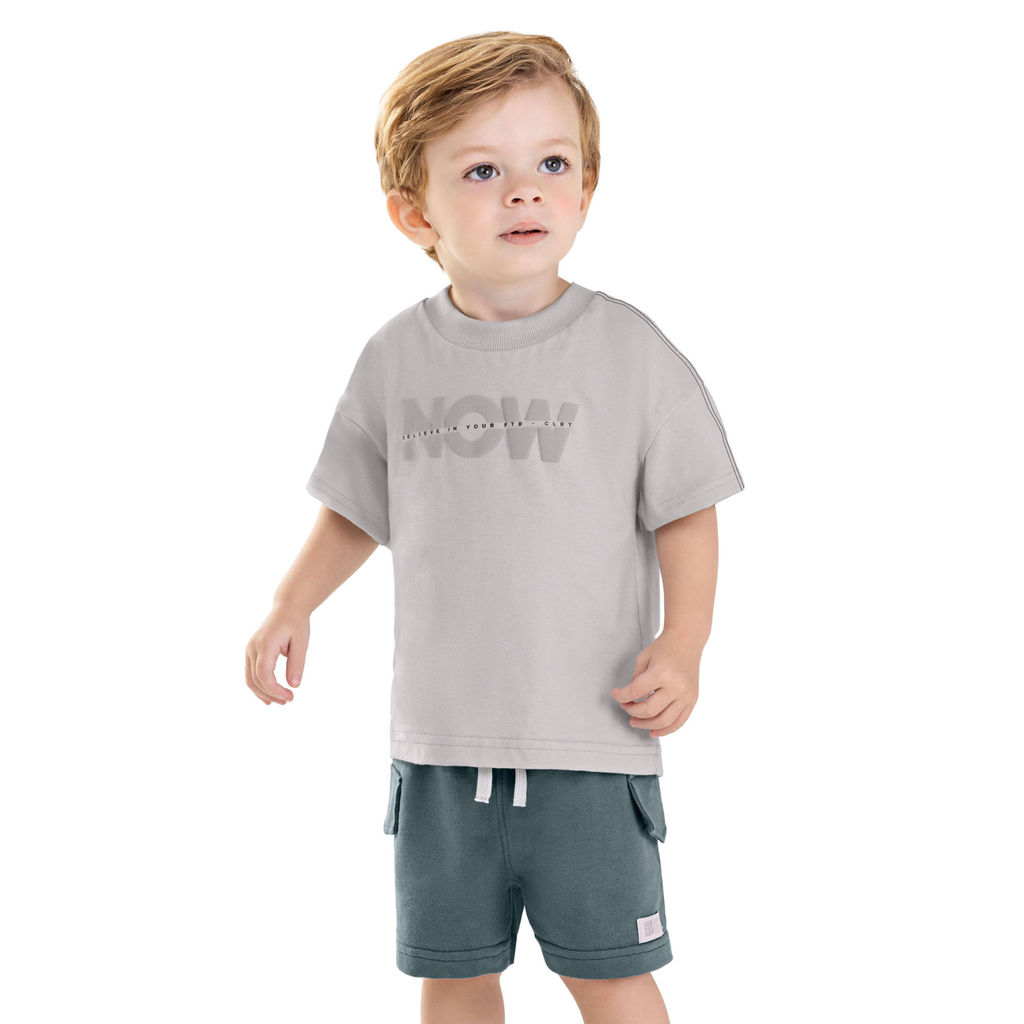 Conjunto Infantil Menino Recorte Mangas Colorittá Cinza