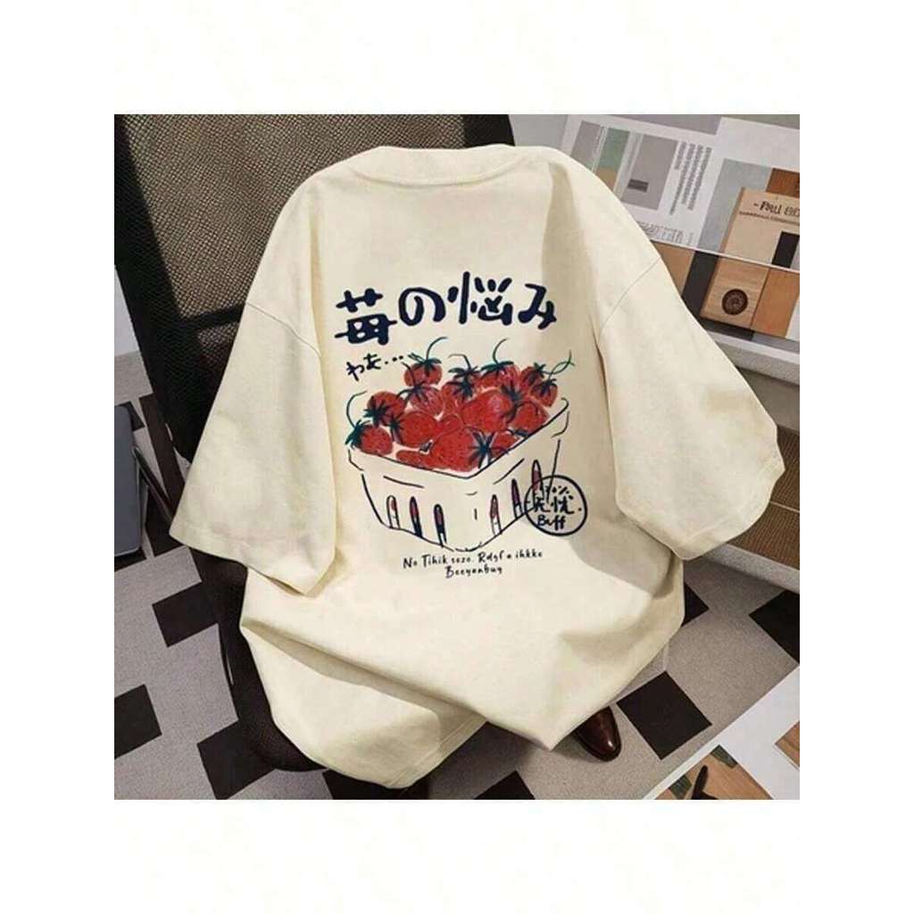Camiseta Strawberry Japanese Feminina Unissex Algodão Camisa 100% Algodão Linha Premium Moda Casual Confortável