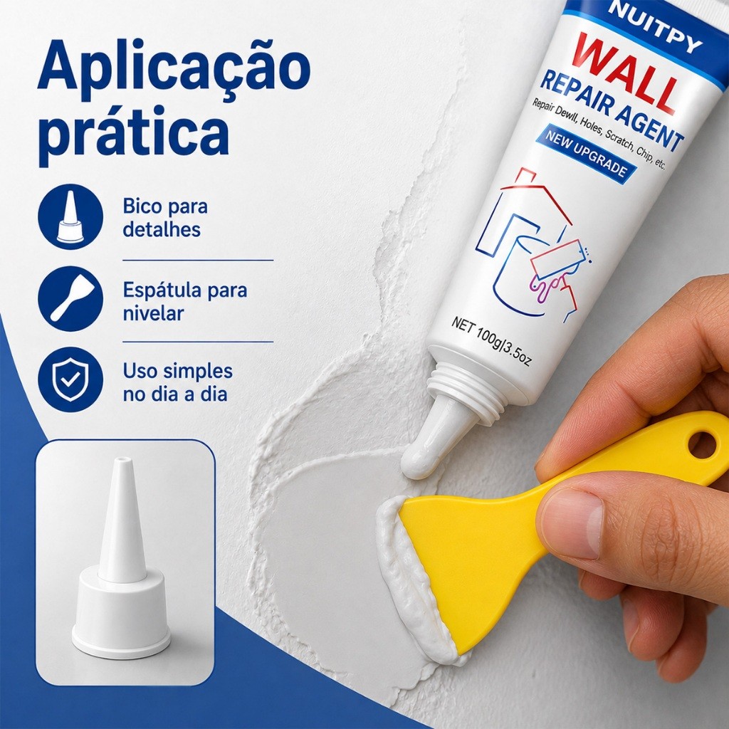 Massa Reparadora Para Parede Tapa Furos Trincas Rachaduras Fissuras Pasta Para Reparo Com Espátula