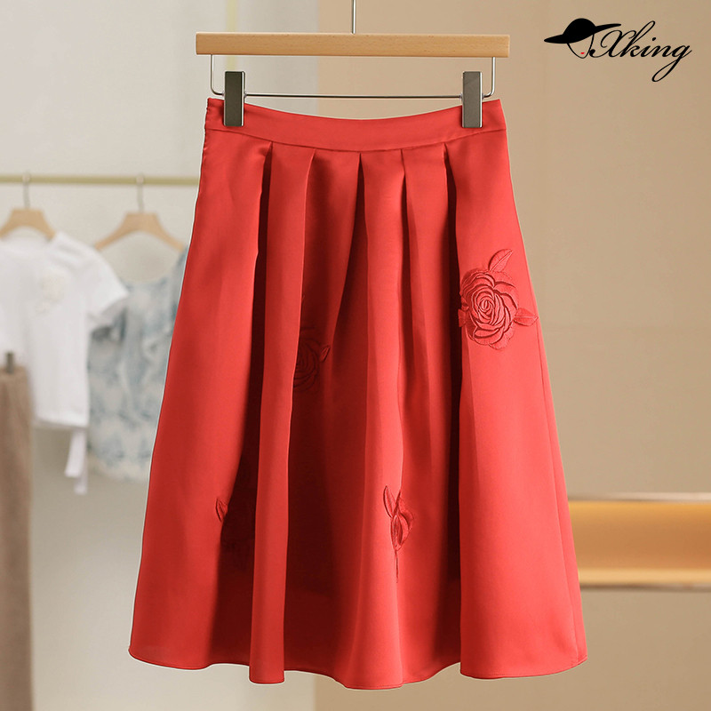 Tag 1199 [Hang * Ti] Saia elegante bordada rosa linha A 2026 primavera novo estilo roupas femininas 058