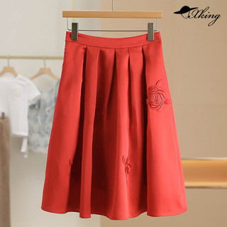 Tag 1199 [Hang * Ti] Saia elegante bordada rosa linha A 2026 primavera novo estilo roupas femininas 058
