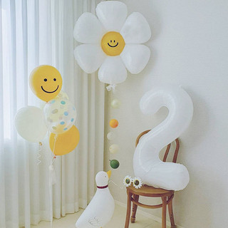 Coreano coreano ins estilo branco margarida filme de alumínio balão ao ar livre crianças primeiro aniversário foto sol f