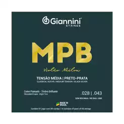 Encordoamento Giannini MPB Violao Nylon Preto Prata GENWBS