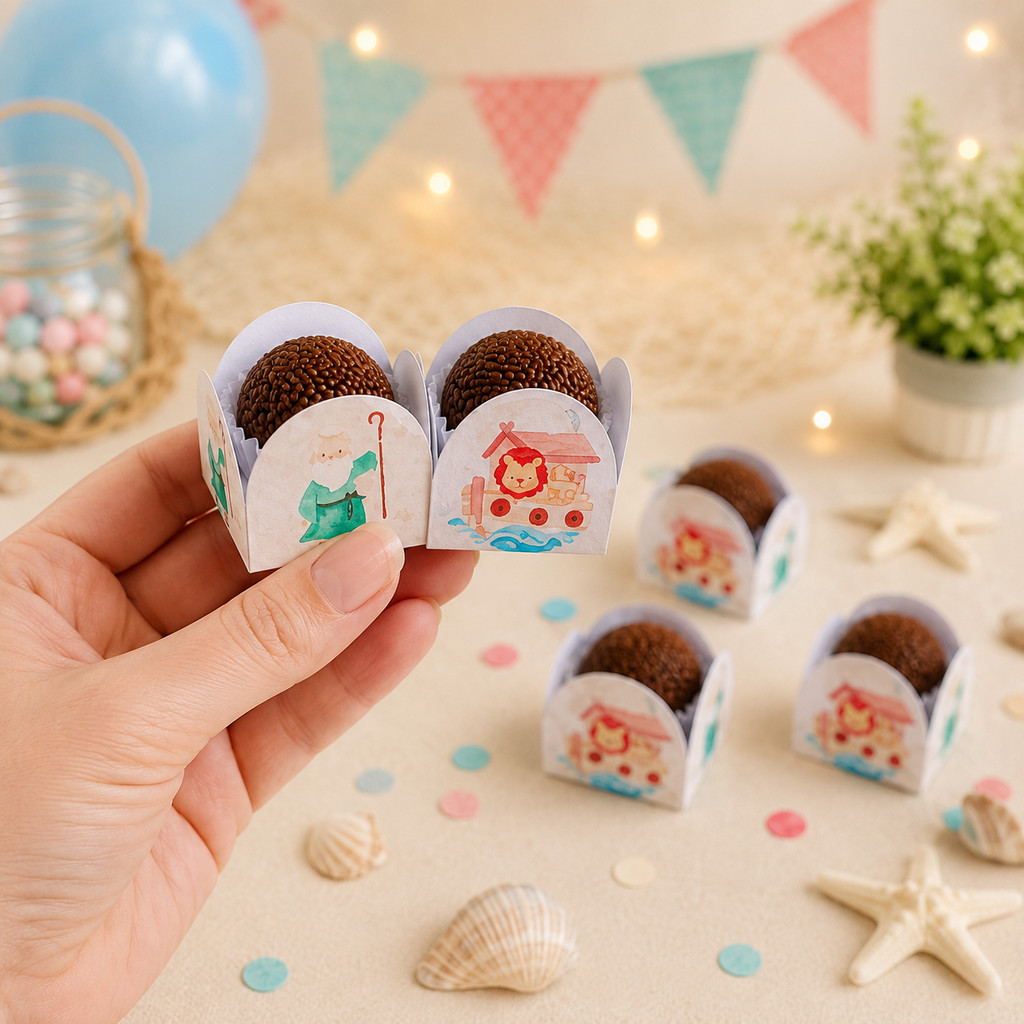 Forminha para Docinhos Arca de Noé | Forminha Brigadeiro Festa Infantil Aniversário
