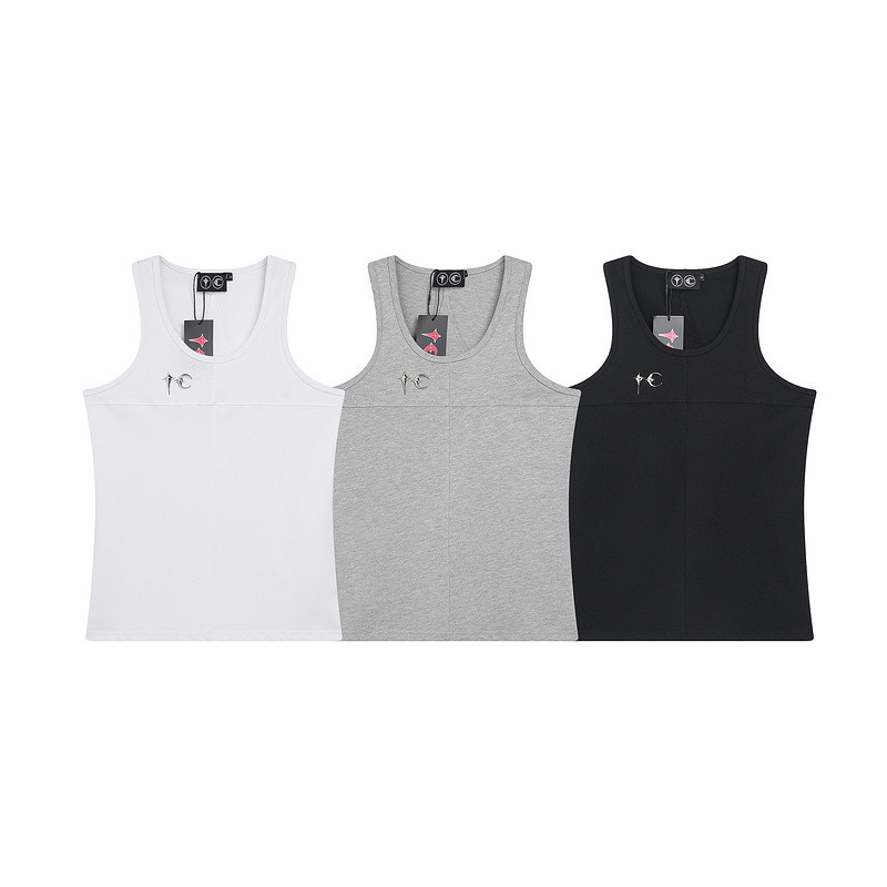 Thug club europeu americano Street Wear verão estrela lua logotipo de Metal esportes lazer Fitness sem mangas colete Und