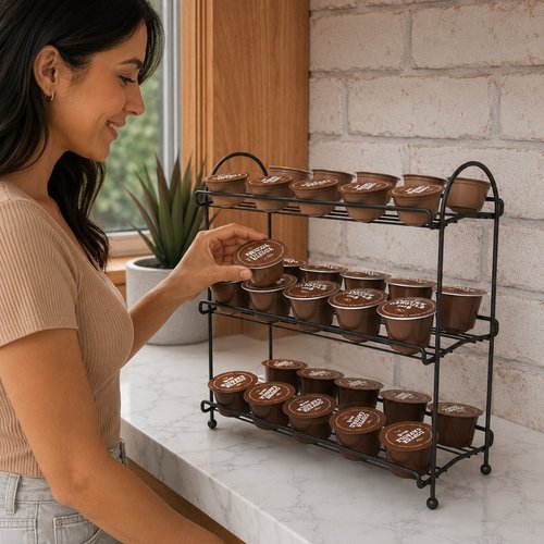 Suporte Organizador Capsulas Cafe Modular Tres Divisoes Design Moderno Preto