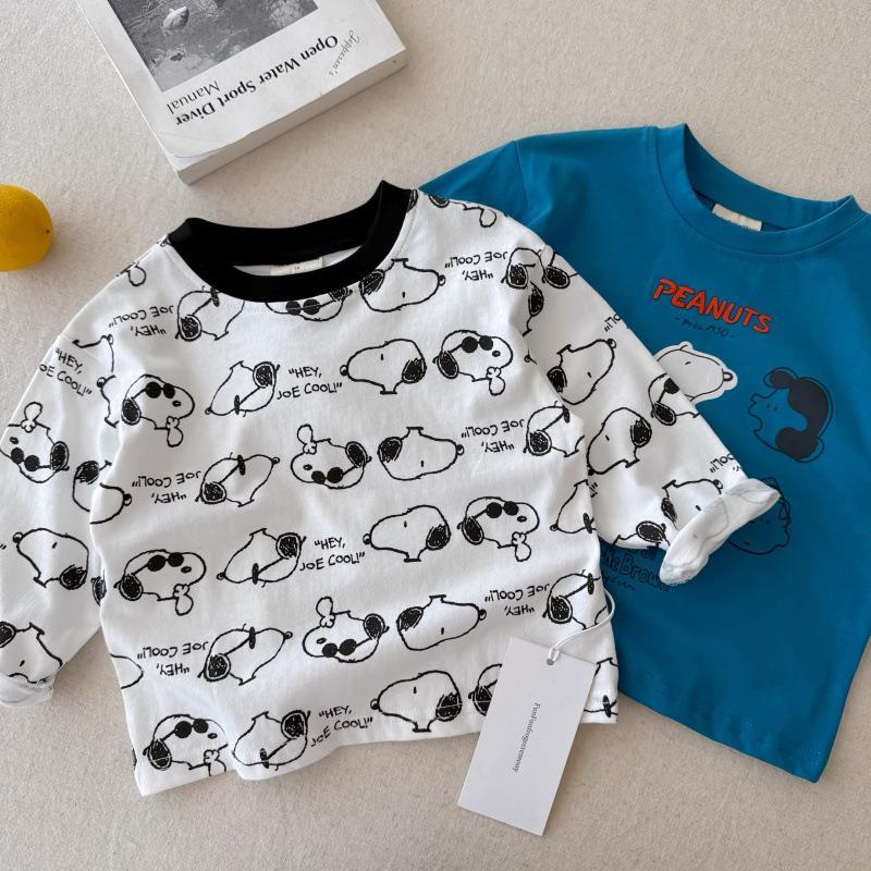 Crianças dos desenhos animados camiseta masculina de manga comprida outono roupas infantis impressão completa topos moda