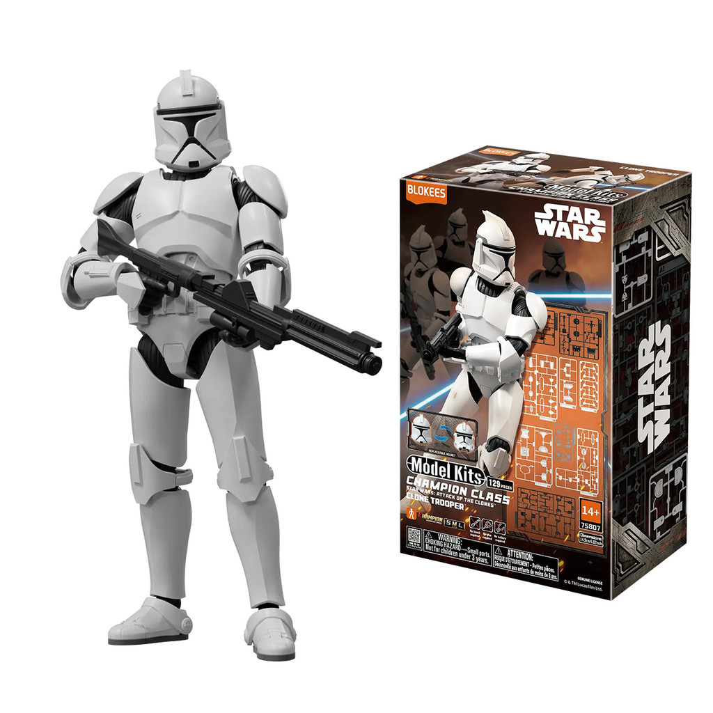 Boneco Articulado Montável Blokees Star Wars Attack Clones Trooper Colecionável Model Kit