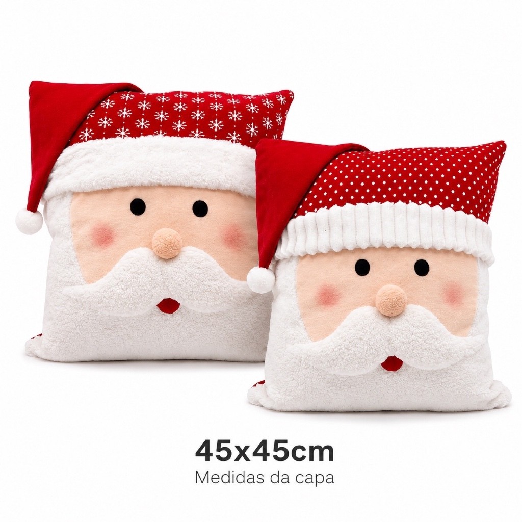 Capa Para Almofada Natalina Decoração Natal Papai Noel 45cm
