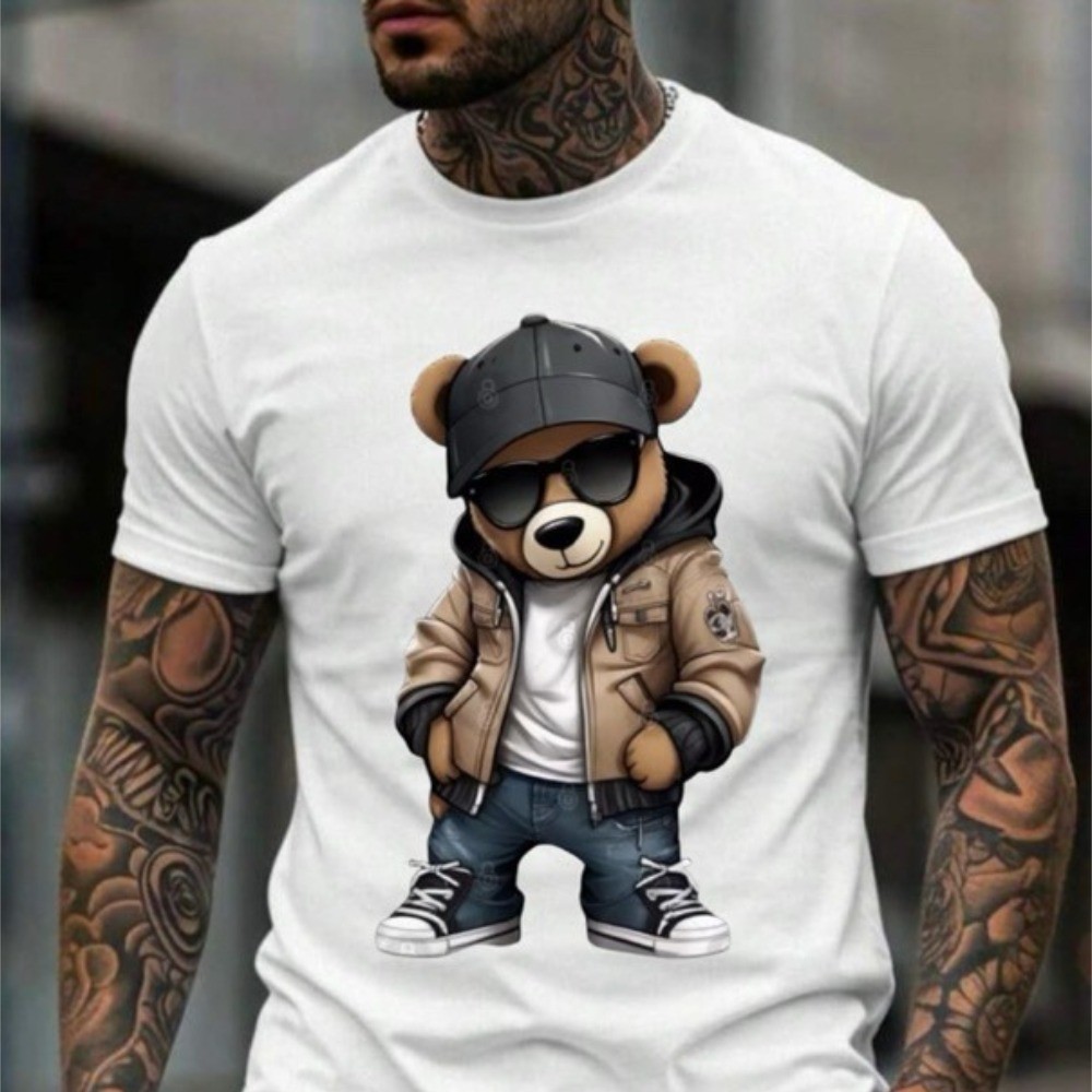 Camiseta  T-shirt Lazer Estampada Urso Estiloso Premium Camisa Masculina Confortável e Estilosa Tendencia Moda