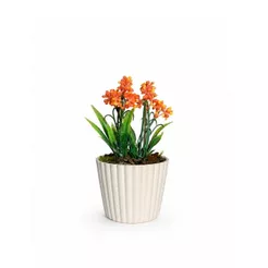 Mini Vaso Rose com Flor Artificial para Decoração
