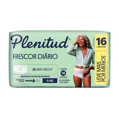 Roupa Íntima Plenitud Frescor Diário Tamanho G/XG 16 Unidades Descartáveis Leve Mais Por Menos