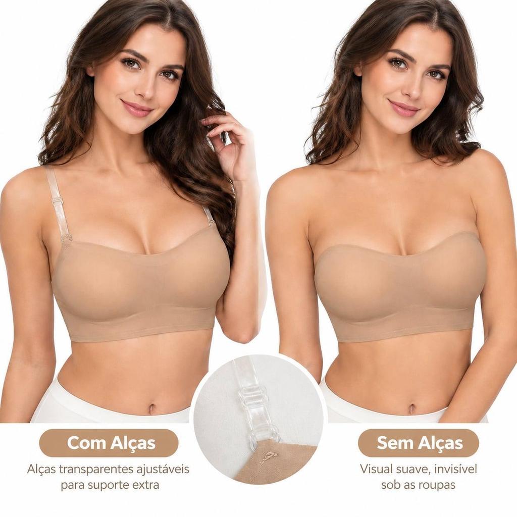 Z&D Top Sutiã Feminino Tomara que Caia com Alça Transparente Silicone Antiderrapante Confortável B618