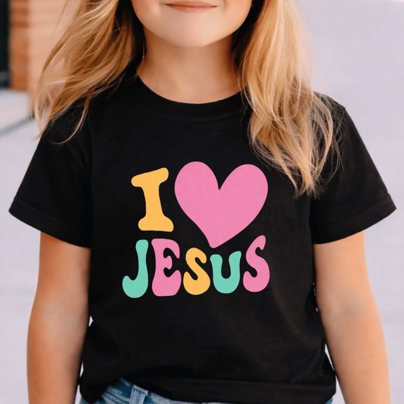 Camiseta Infantil Roupa Criança Estampada Religiosa Colorida Y Love Jesus