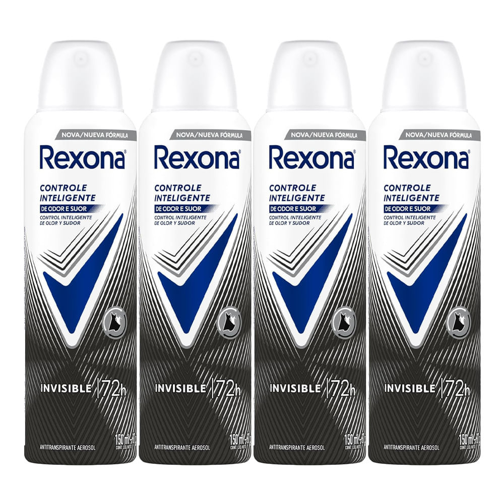 Kit Desodorante Aerosol Rexona Feminino Invisible 150ml - 4 Unidades