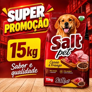 Ração para Cachorro Cães Adultos Salt Pet 15kg Sabor Carne e Frango Premium cães