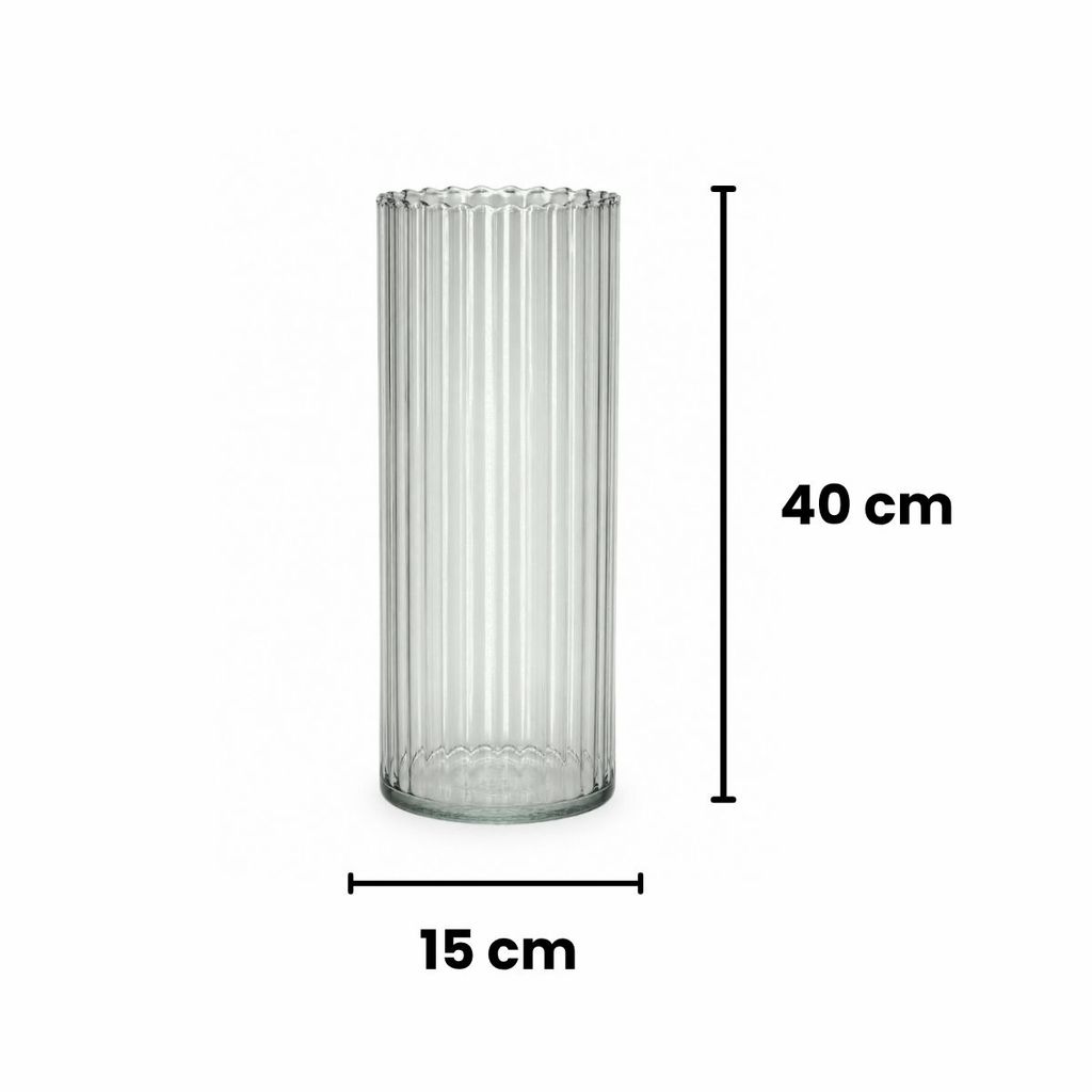 Vaso Grande de Vidro Canelado Decorativo para Arranjos · foto 2