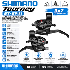 Par Alavanca Passador Shimano Ef-41 3x7 21 velocidades Ez Fire Plus Maçaneta Freio Trocador Marcha Bike Mtb Original Kit