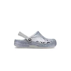 Sandália crocs baya glitter clog silver