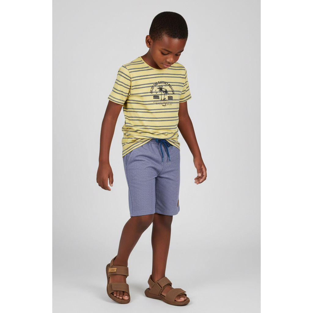 Camiseta Infantil Menino Listras Tropical Elian Amarelo · foto 2