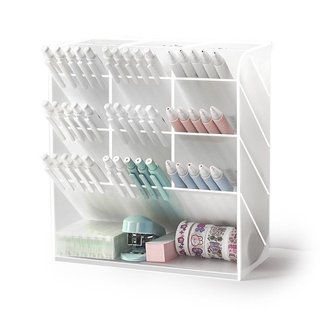 Porta-canetas de mesa para escritório e estudantes, transparente, organizador de canetas, suporte multifuncional, estilo