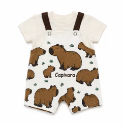 Roupinha Bebê Reborn Menino Menina Jardineira + Camiseta Capivara - Veste até 48cm!