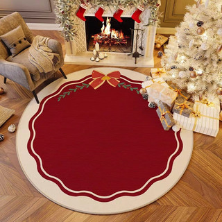 Novo estilo tapete de natal doméstico redondo sala de estar antiderrapante fácil de cuidar descartável limpável cristal 