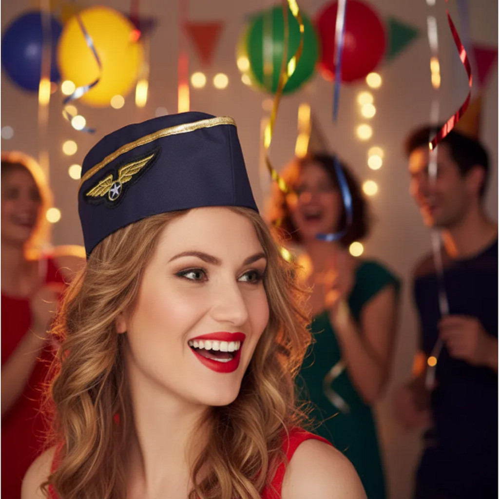 Quepe Boina Aviador Aeromoça Festas Eventos — imagem 2 de 2