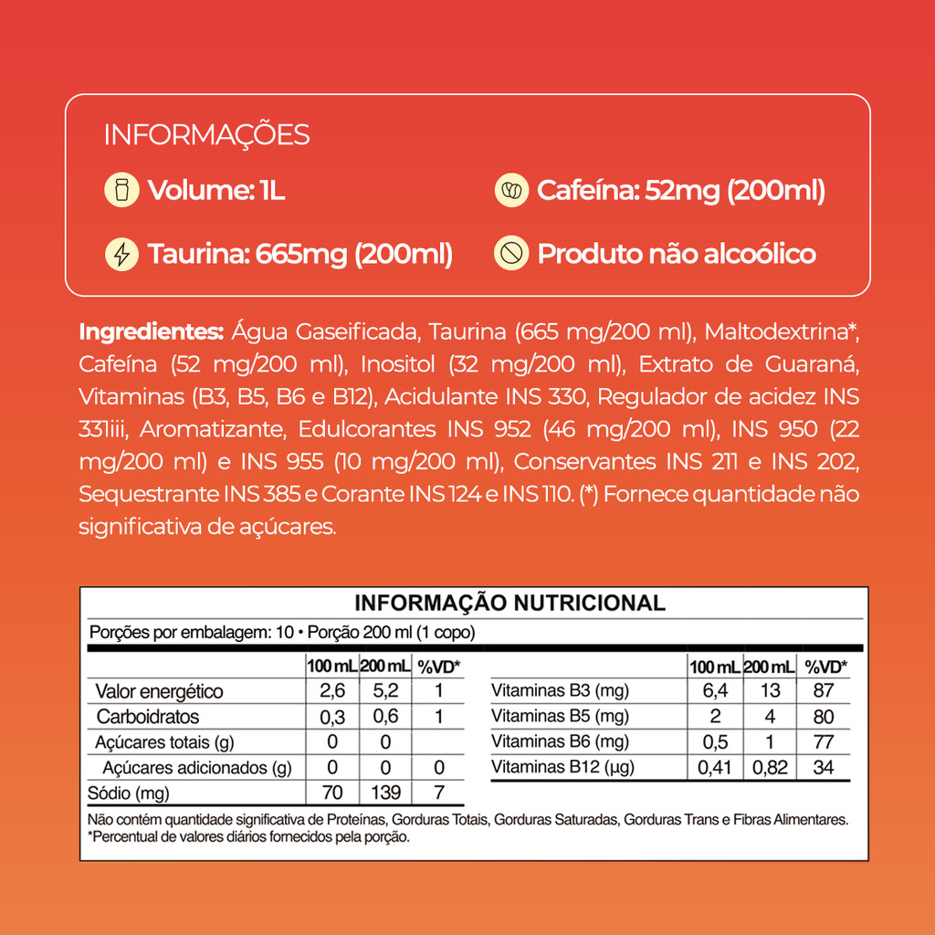 Energético Baly Morango e Pessego Sem Açúcar 1L 6 UN — imagem 2 de 2