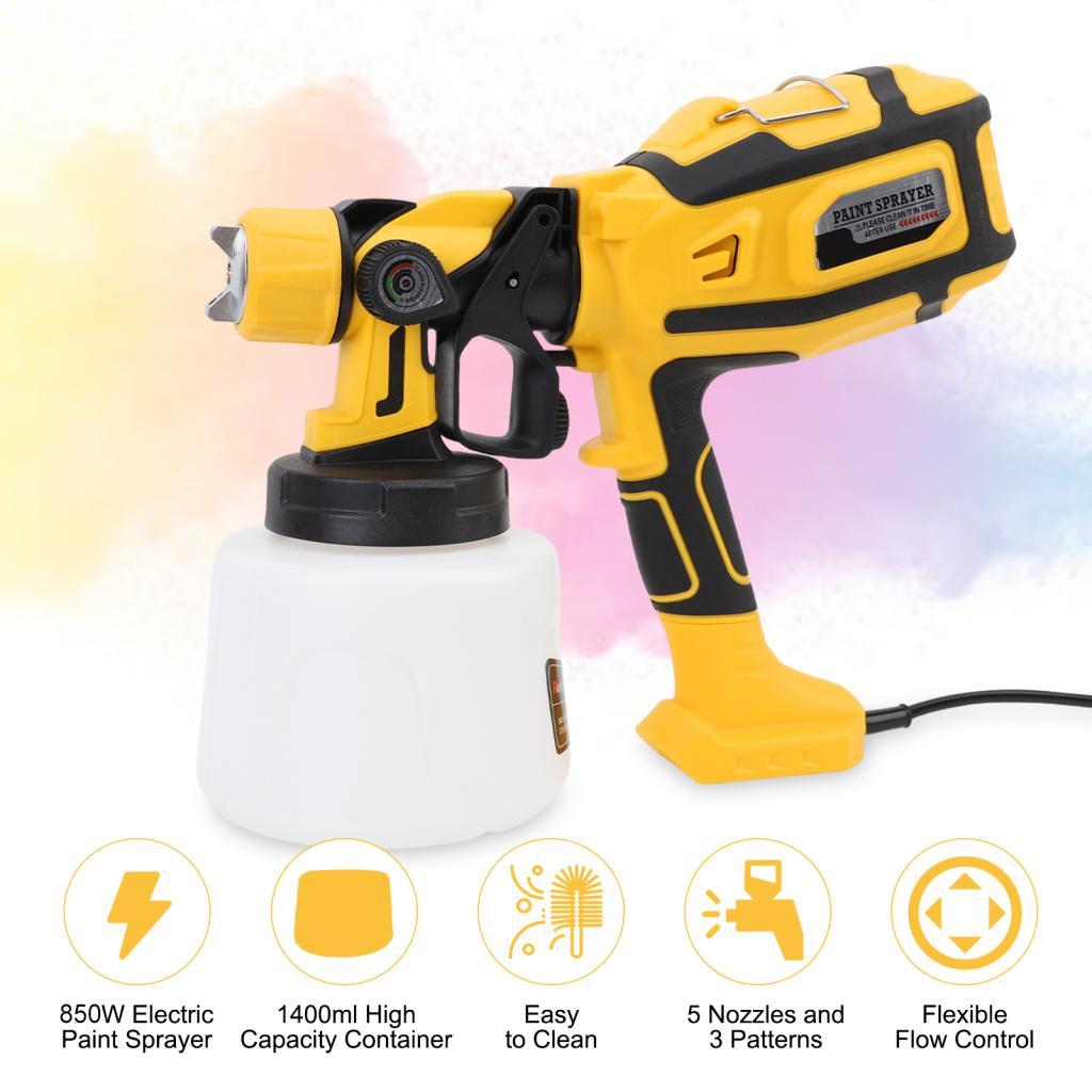 emily6c-br-sip-vn Ferramenta pulverizadora de tinta Pistola elétrica de 850 W com 5 bicos luz removível 3 padrões
