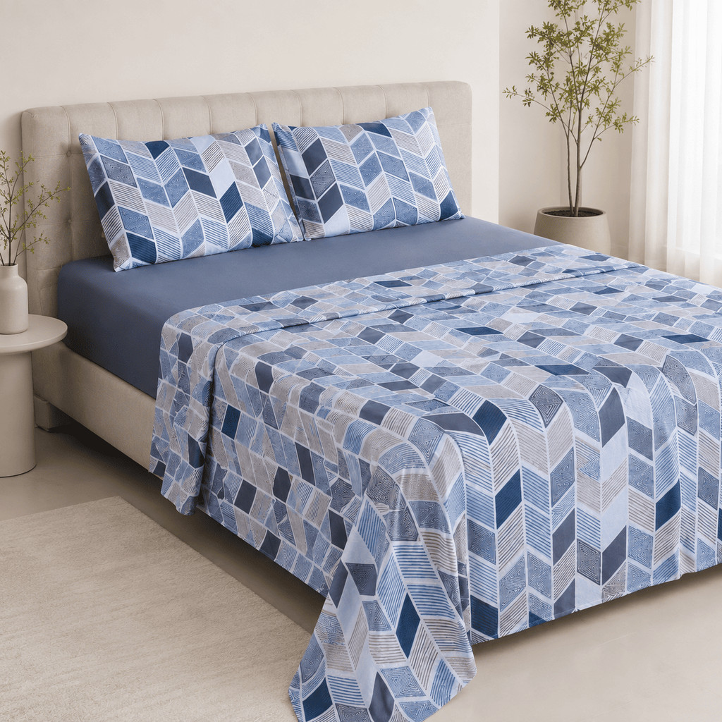 Jogo de Cama 4 Peças Lençol Estampado 170 Fios Com Elástico Estampas Sortidas Solteiro/Casal/Queen