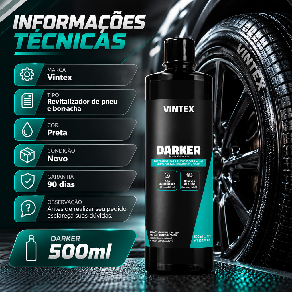 DARKER PRETINHO REVITALIZADOR PNEUS E BORRACHAS 500ML VONIXX — imagem 2 de 2