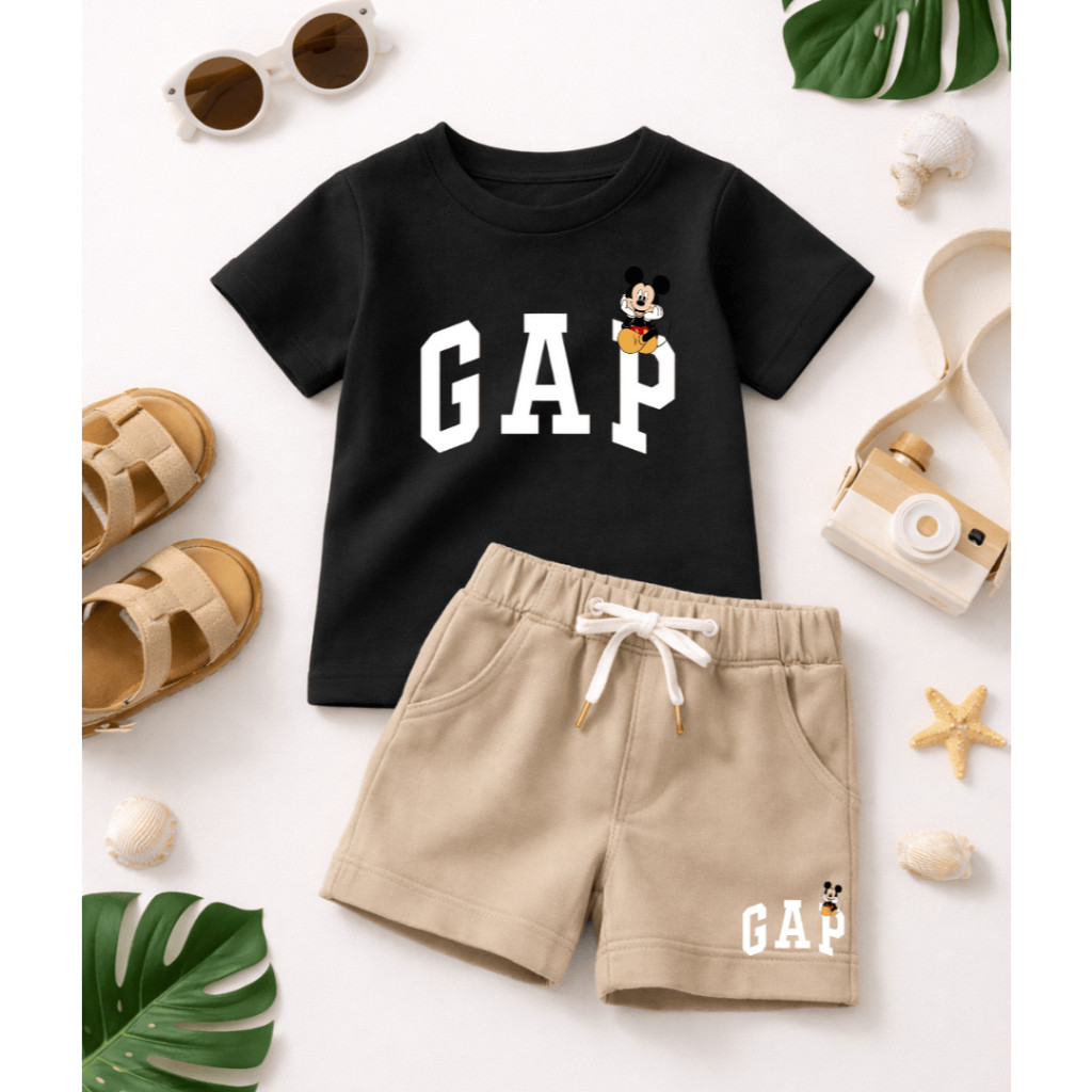 Kit Conjunto Infantil Menino Verão Camiseta Manga Curta + Bermuda Moletom Roupa Infantil Masculina Básica Casual