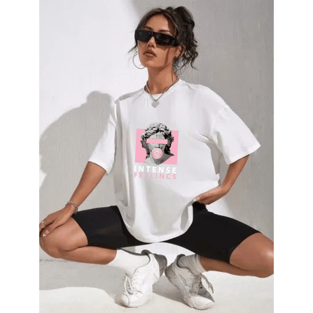 CAMISETA ESTAMPADA INTENSE OVERSIZED FEMININA | 100% ALGODÃO PREMIUM | FIO 30.1