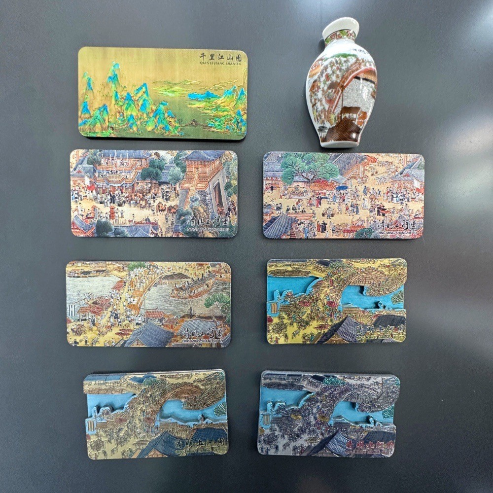Papel alumínio Qingming Mapa do rio Adesivos para geladeira Pinturas famosas Lembranças magnéticas Presentes Henan Kaife