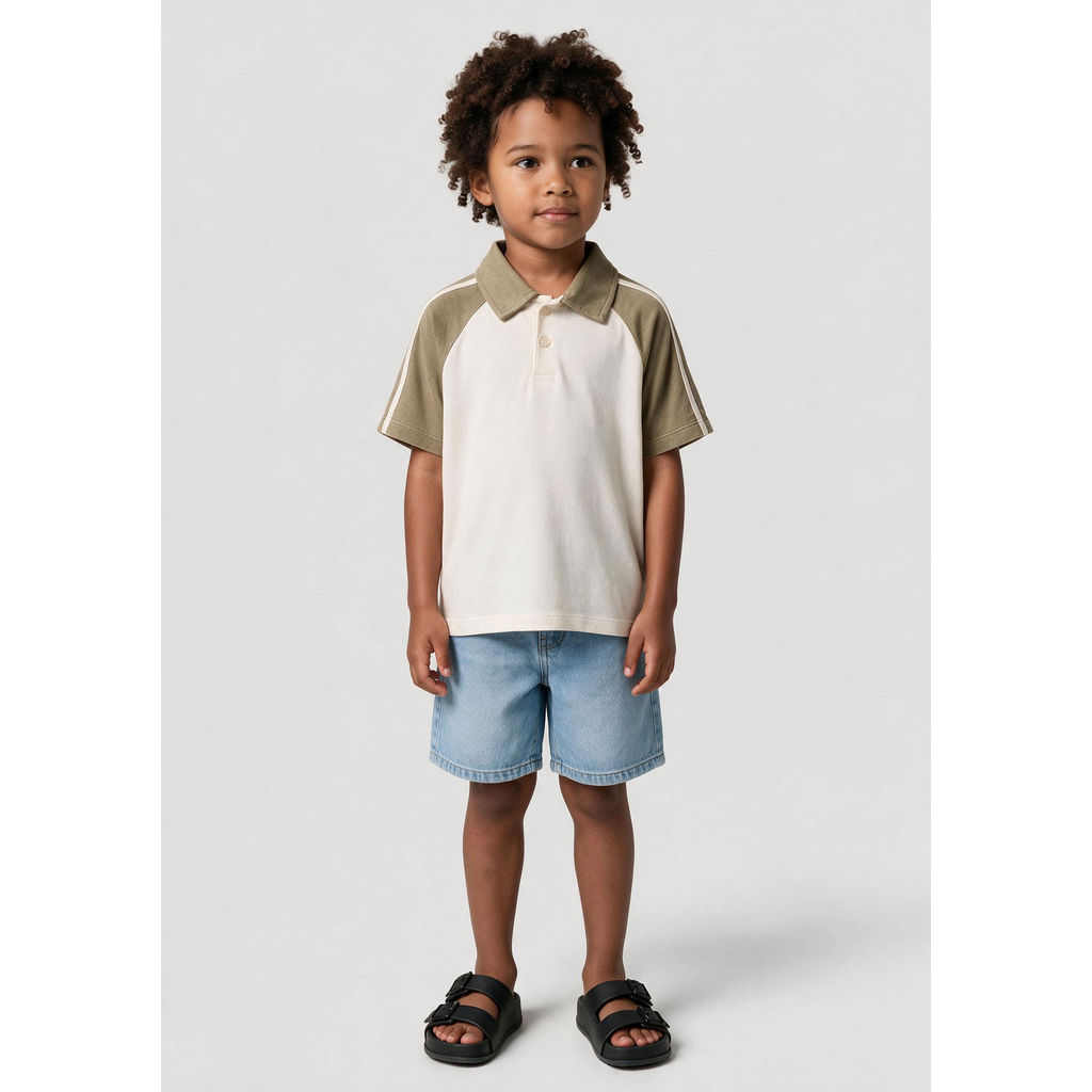 Polo Infantil Menino Manga Raglan Contrastante — imagem 2 de 2