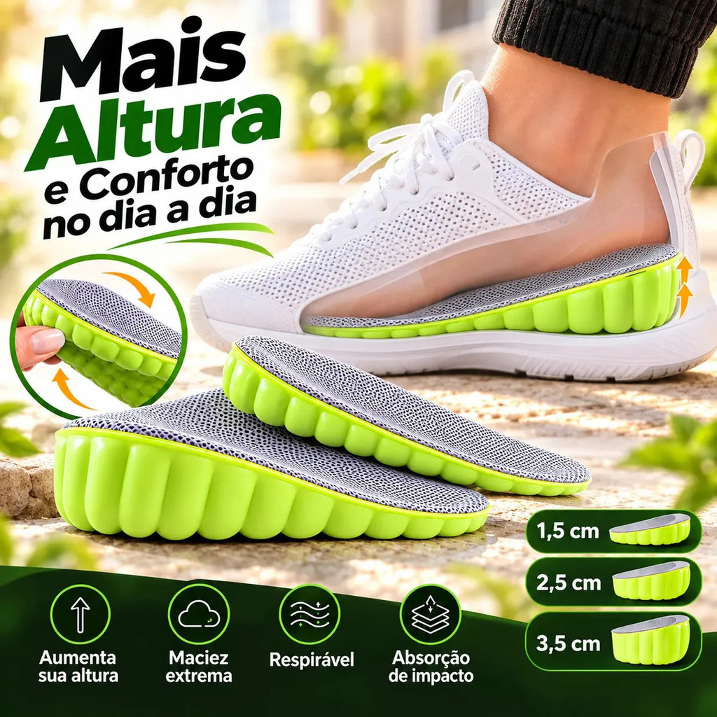Palmilha Ortopédica Aumento De Altura Até 3,5cm Amortecedora — imagem 2 de 2