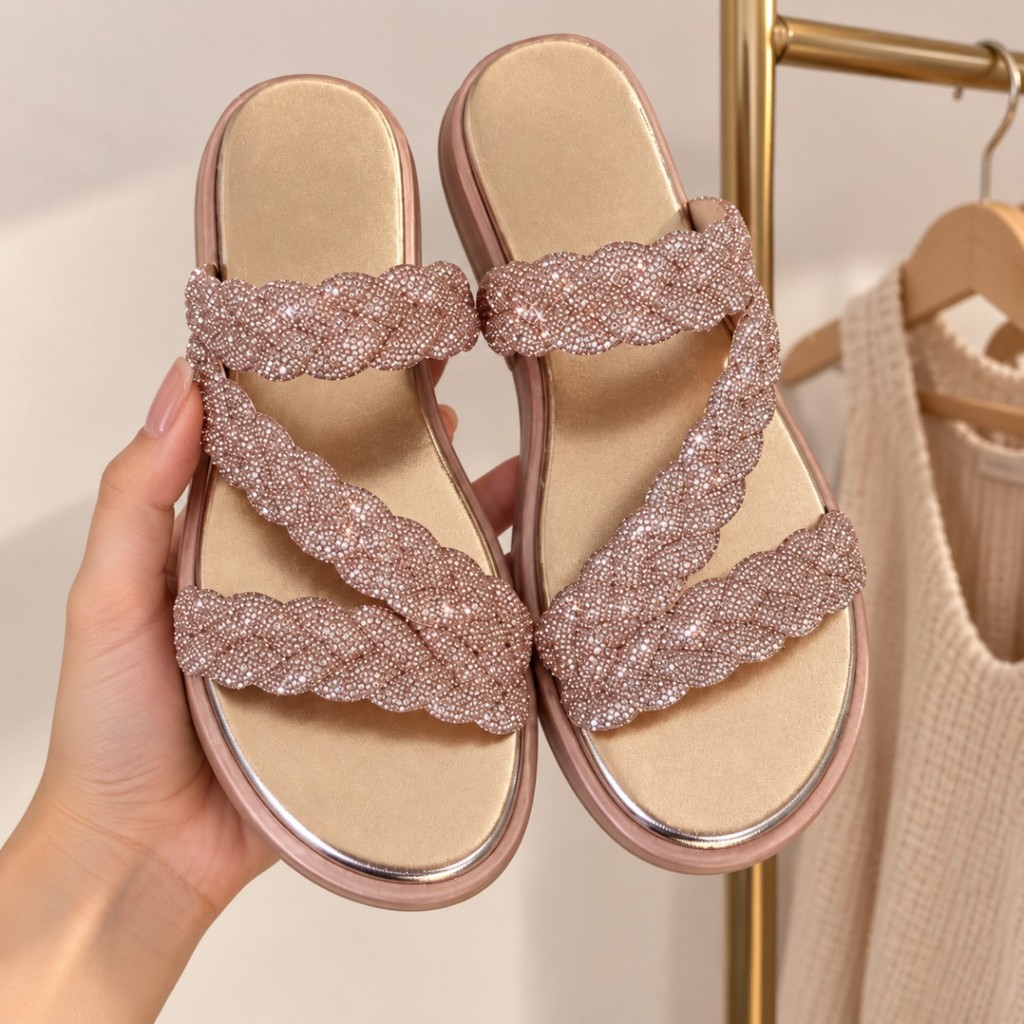 Sandália Feminina Elegante Ajustável Confortável Uso Diário Original Papete Plataforma