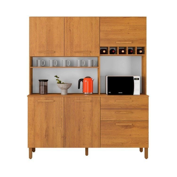 Armário de Cozinha 6 Portas 2 Gavetas 100% MDF Athenas Yescasa Marrom/Cinamomo Cinamomo · foto 2
