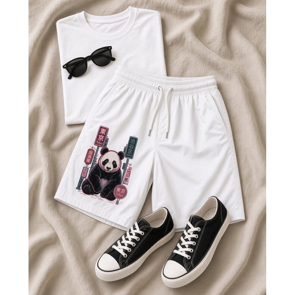 Short Moda Praia Masculino Bermuda Verão Tec Tell Panda Cores Academia Treino Corrida Musculacao Fit