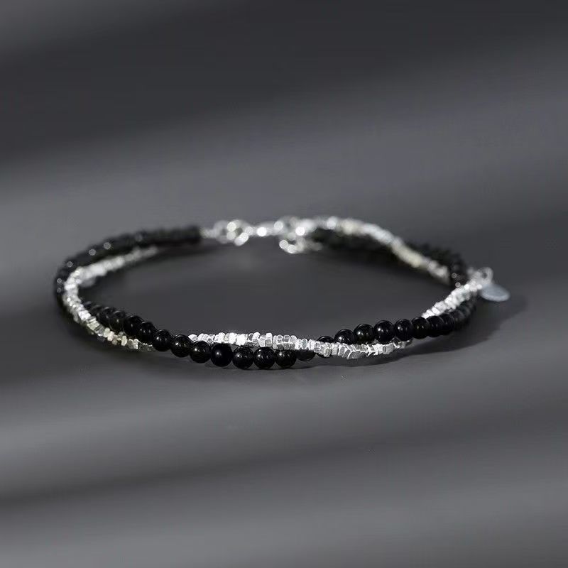 Pulseira de prata quebrada masculina ins na moda luz luxo temperamento moda nicho namoradas pulseira doce requintado pul
