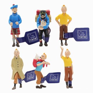 6 peças/conjunto, Georges Remi, as Aventuras de Tintin, figura de Milou, Archibald Haddock, versão Q, figuras de ação em