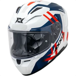 Capacete Fechado Masculino Moto Axxis Segment Leders Azul Fechado Branco Sólido Brilhante