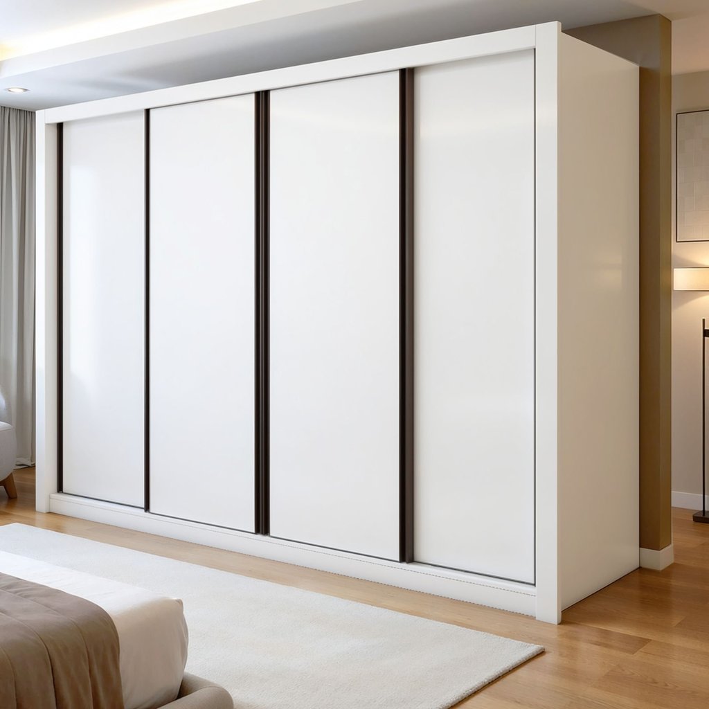 Guarda Roupa Casal Premium Liv 4 Portas de Correr e 4 Gavetas 279,3cm Yescasa Branco Branco