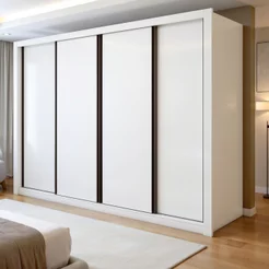 Guarda Roupa Casal Premium Liv 4 Portas de Correr e 4 Gavetas 279,3cm Yescasa Branco Branco