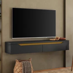 Rack Suspenso para TV até 50 Polegadas 135cm Preto Preto/Cedro