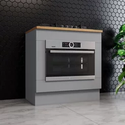 Balcão de Cozinha para Forno de Embutir com Tampo Emily Cinza/Nature