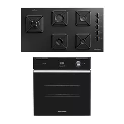 Combo Cooktop 5 Bocas a Gás Cor Preto + Forno de Embutir a Gás 78 Litros Brastemp (BDS85AE + BOA84AE) - BD85_BO8A_CJ